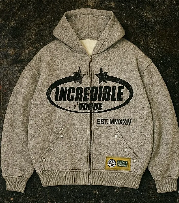 Incredible Vogue Zip-Up Hoodie Grey