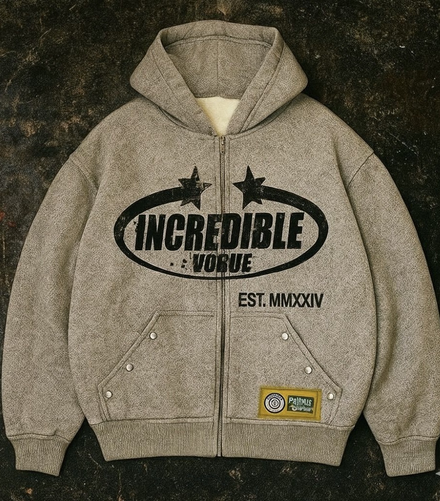 Incredible Vogue Zip-Up Hoodie Grey