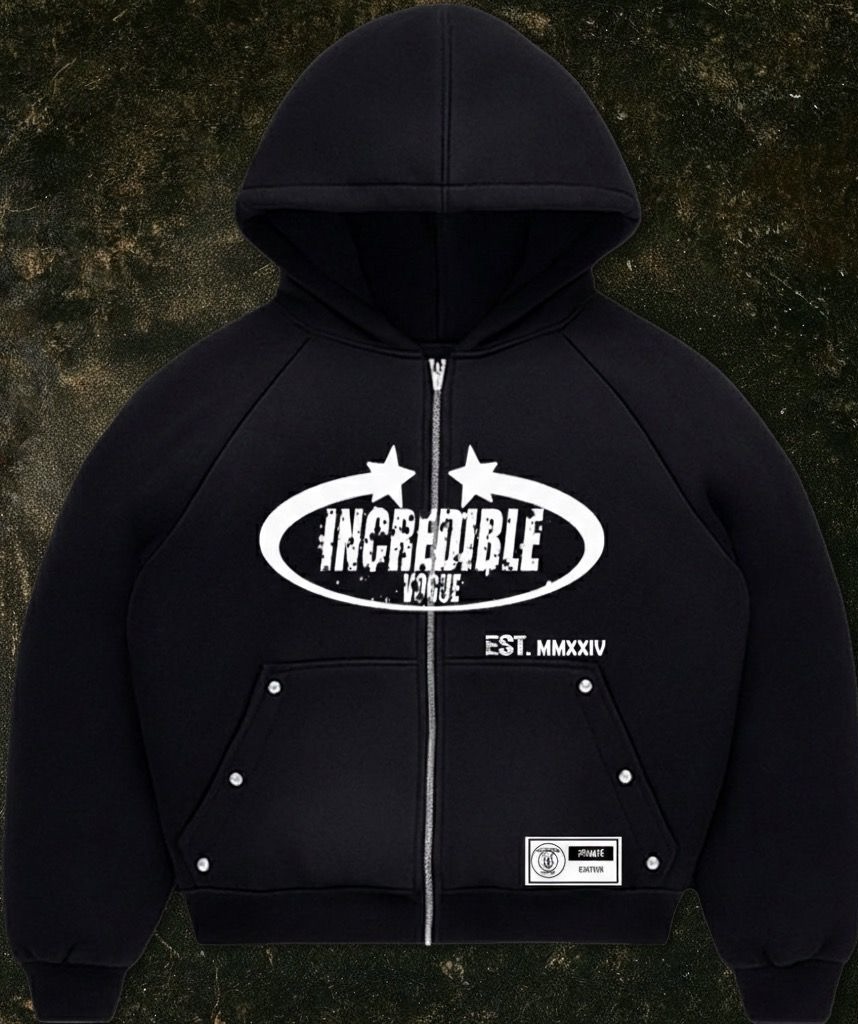 Incredible Vogue Zip-Up Hoodie Black 