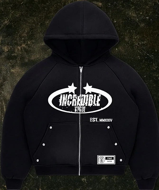 Incredible Vogue Zip-Up Hoodie Black 