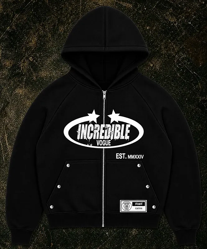 Incredible Vogue Zip-Up Hoodie Black. 